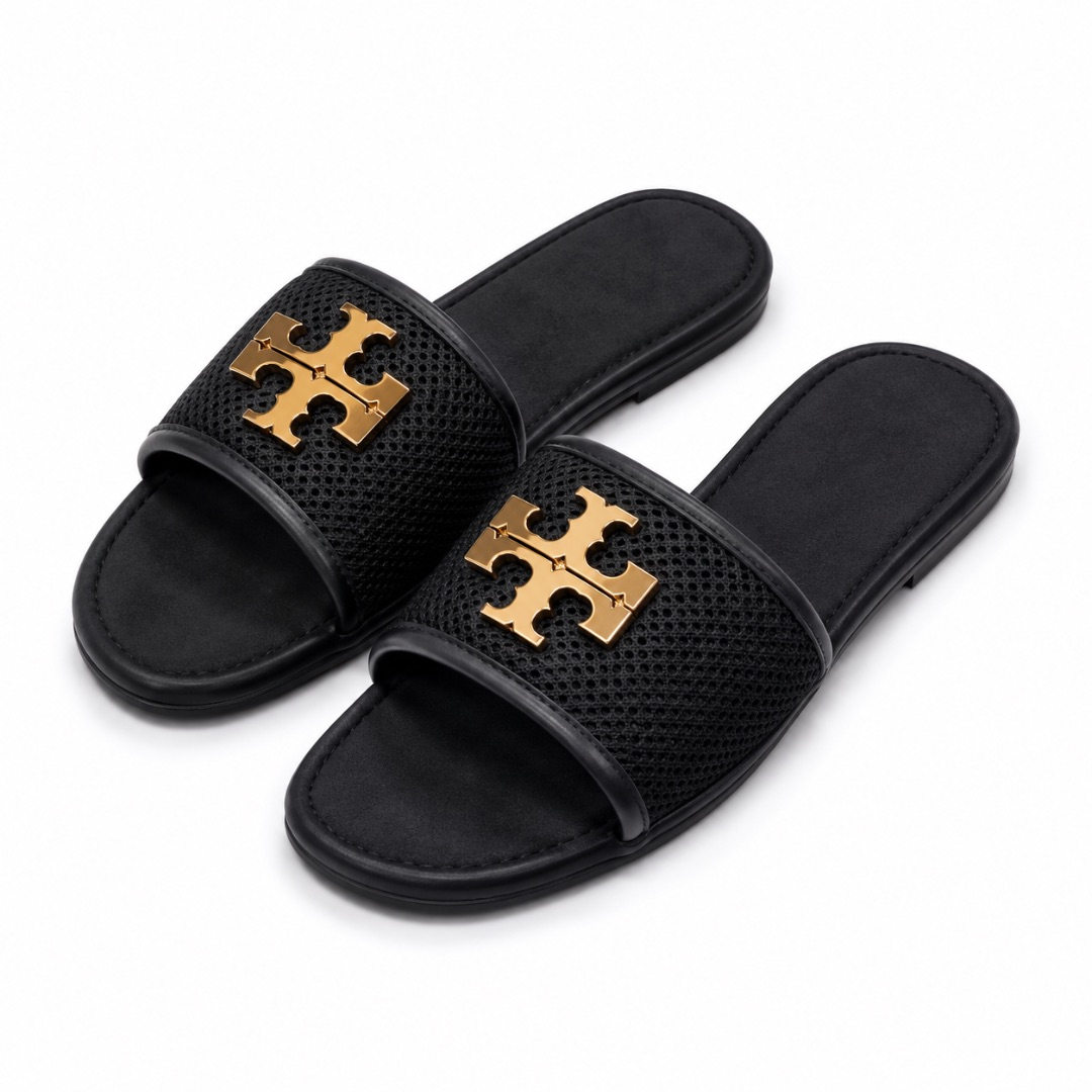 Casual Mesh Insert Slip On Slide Sandals